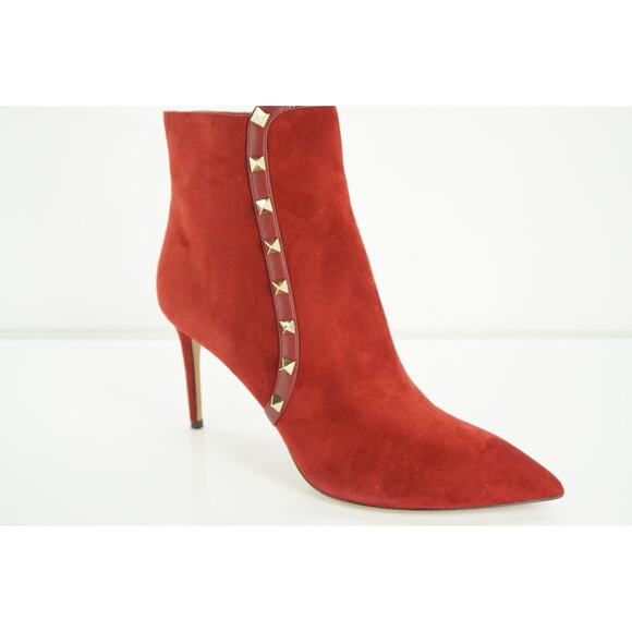 Valentino Rockstud Pointy Toe Red Suede Ankle Boots Size 40. 5 10.5 NIB $1445 - Picture 12 of 12